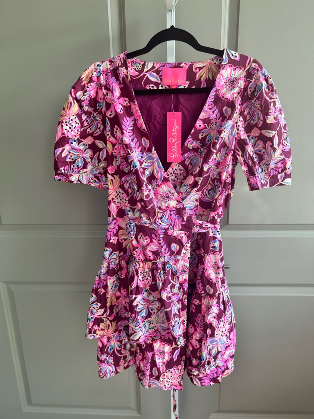 Lilly Pulitzer Alexandria Elbow Sleeve Cotton Wrap Dress 
Size 10 coastal #112 - Picture 5 of 12